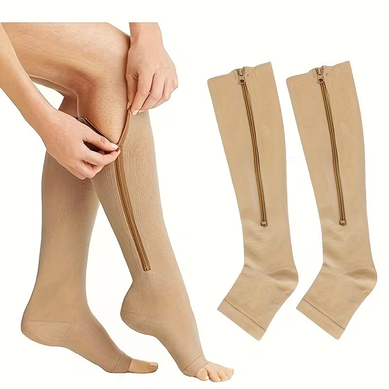 Compression Zip Socks, Zip Sox Socks, Compression Socks, Pressure Mid-Calf Open-Toe Elastic Socks Compression Zip Socks, Zip Sox Socks, Compression Socks, Pressure Mid-Calf Open-Toe Elastic Socks