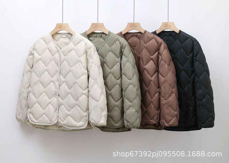New Autumn and Winter Women's Short down Jacket, Lightweight Casual Jacket, Warm and Portable, Diamond-Patterned Coat, Trendy Cross-Border Light and Warm
