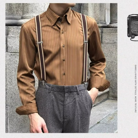 British style high-end French shirt ice silk vintage yuppie striped long sleeve shirt spring and autumn new best man clothes British style high-end French shirt ice silk vintage yuppie striped long sleeve shirt spring and autumn new best man clothes