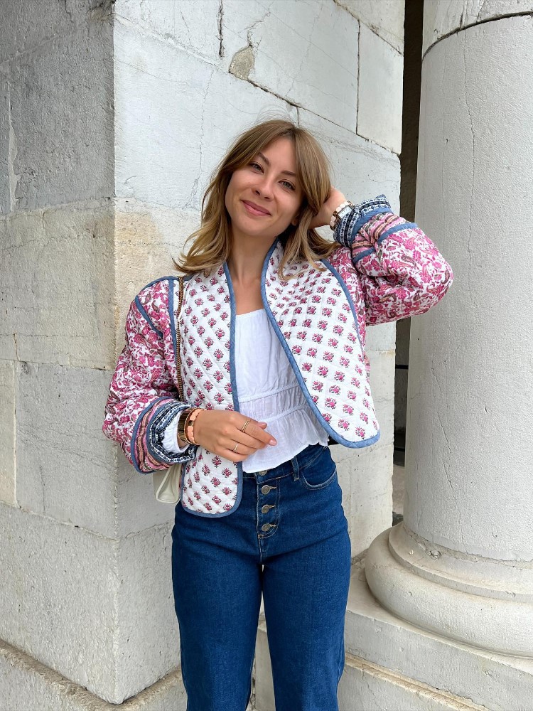 Women's Reversible Printed Jacket Lightweight Autumn Cotton Coat_voghion.com