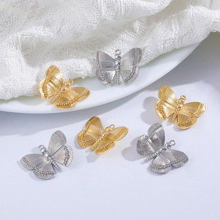 Zhongxing jewelry oversized butterfly pendant accessories wholesale copper alloy plated real gold jewelry butterfly pendant pendant
