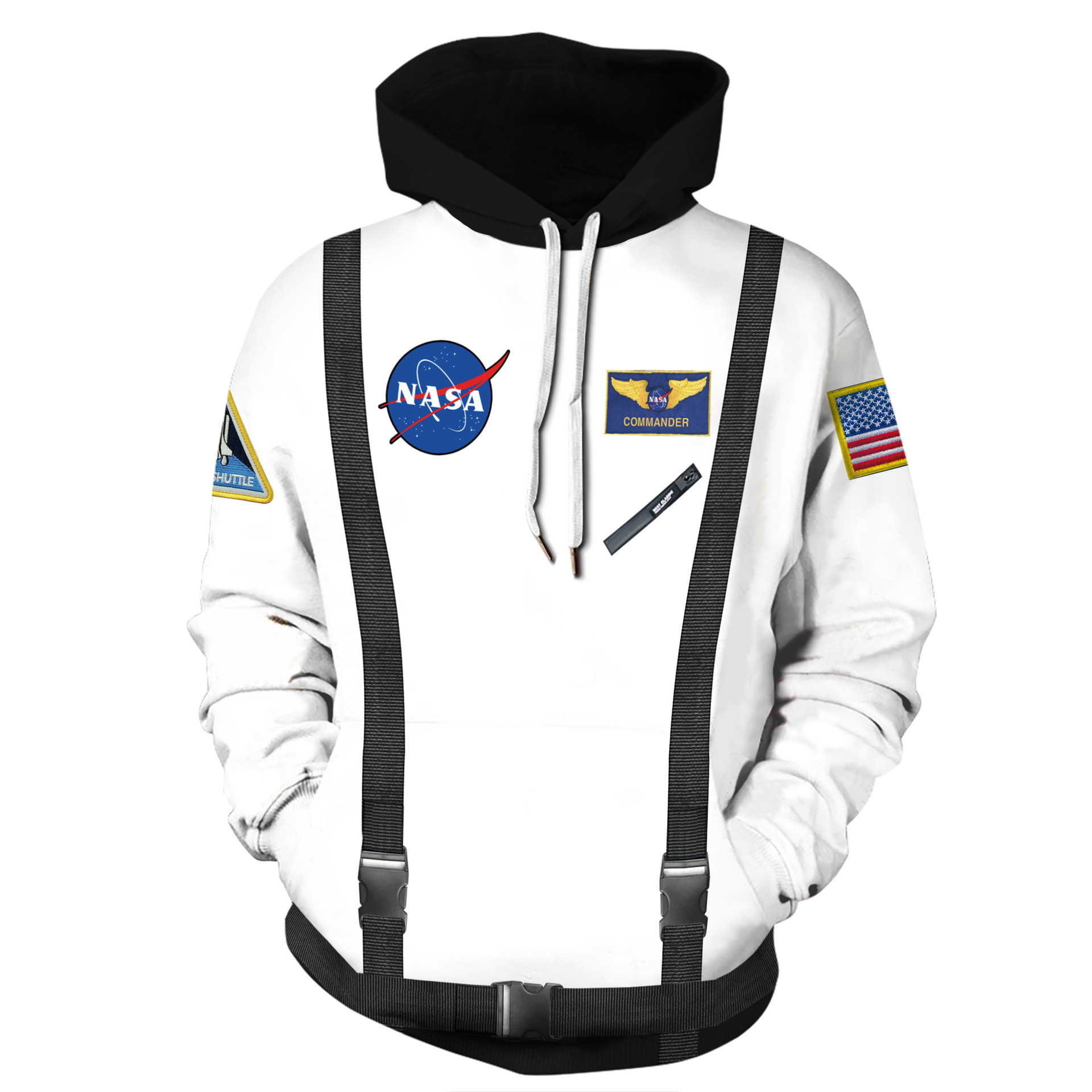 Suéter con capucha de moda juvenil con estampado digital 3D de la serie espacial suelta casual europea y americana