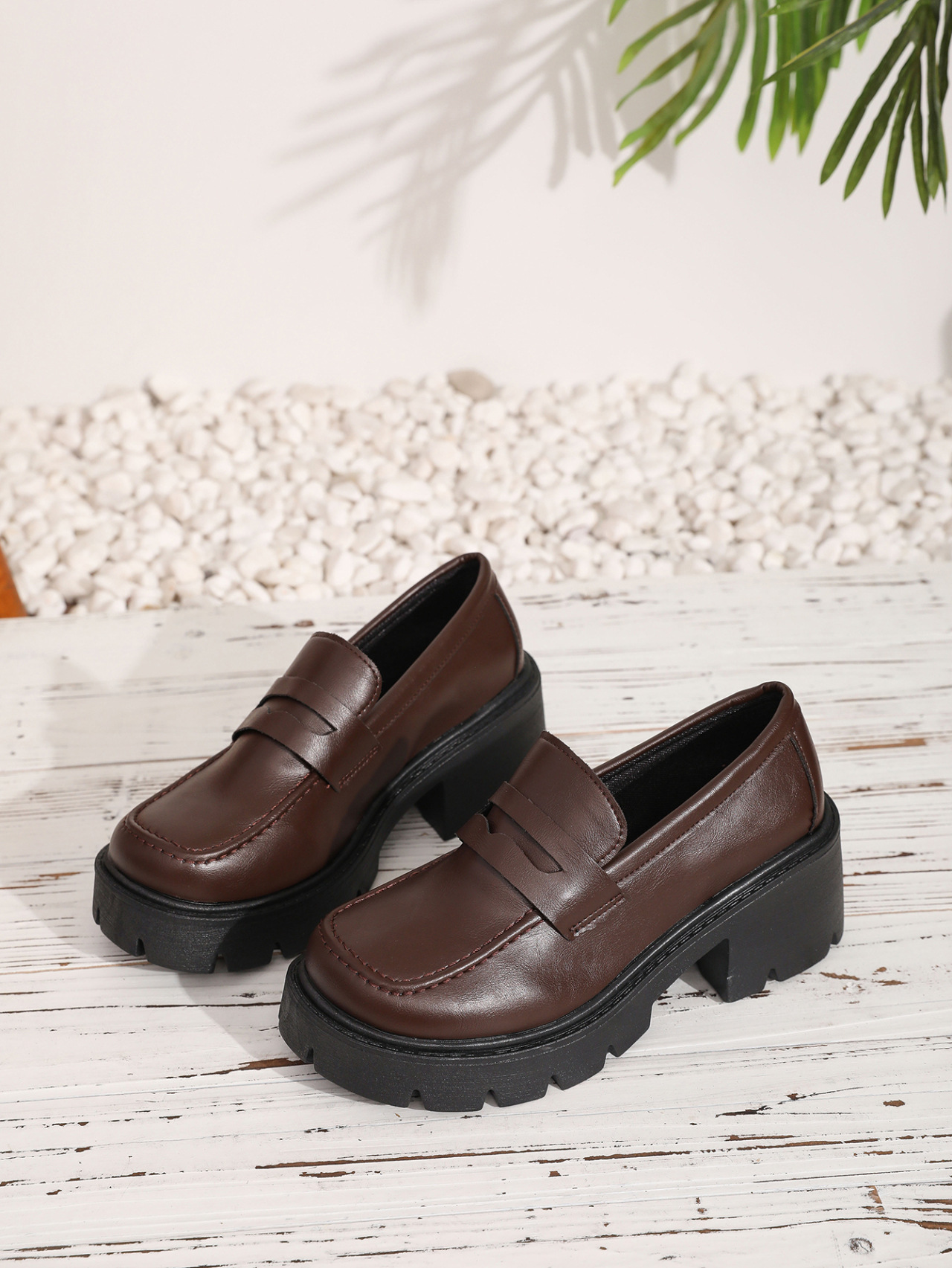 Damen Loafer Mit Blockabsatz Britischer Stil Pumps Für Damen_voghion.com