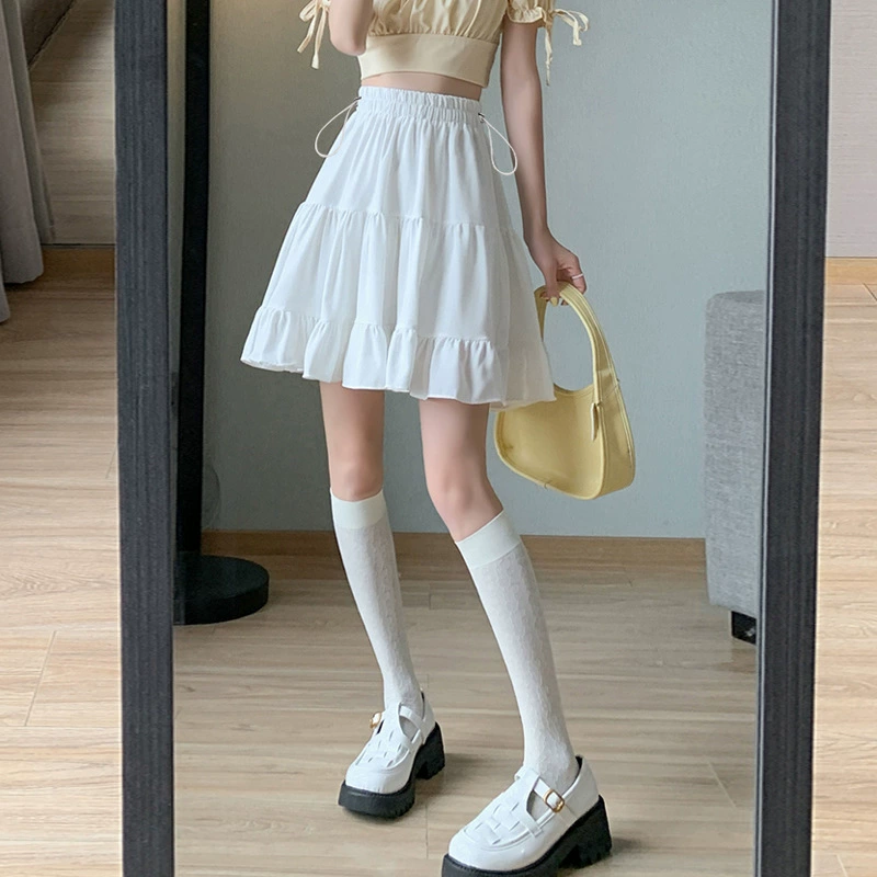 Summer fitted pleated skirt for pregnant, high waist, A-line