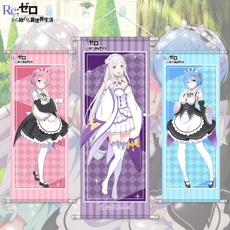 Rem Animation Surrounding Hanging Painting Amelia Silk Poster Re0 Scroll of Life in Another World from scratch