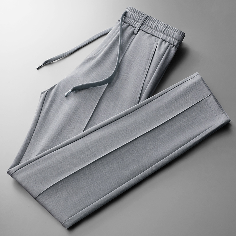 2026 High-End Tencel Linen Men's Pants for Middle-Aged Men, Thin and Cool Ice Silk Casual Pants, Comfortable Straight-Leg Sports Pants for Men