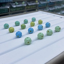 菱镁矿陨石坑描金散珠配件仿绿松石耳坠饰品散珠吊坠DIY项链配件