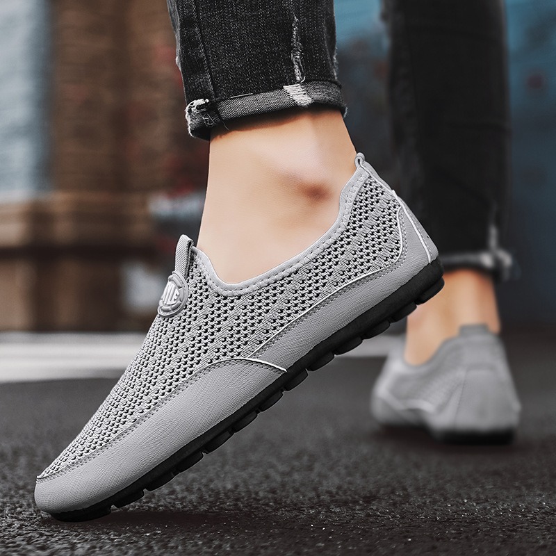 2025 Spring New Men's Breathable Mesh Shoes Low-Top Lightweight Slip-On Trendy Shoes Cross-Border Ready Stock Wholesale