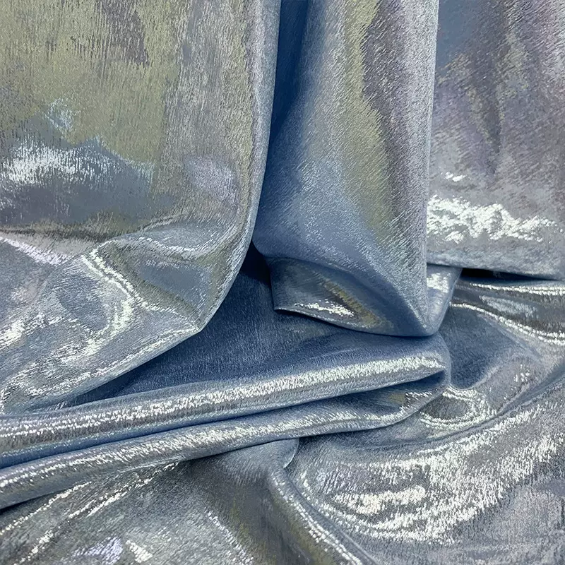 厂家供应 鎏金丝缎礼服布料金属烫金汉服衬衫连衣裙背景布设计师