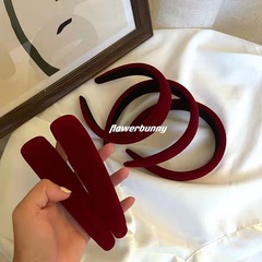 French elegant retro white wine red velvet sponge hairpin for drinking dress, gentle and stylish zodiac hair accessory