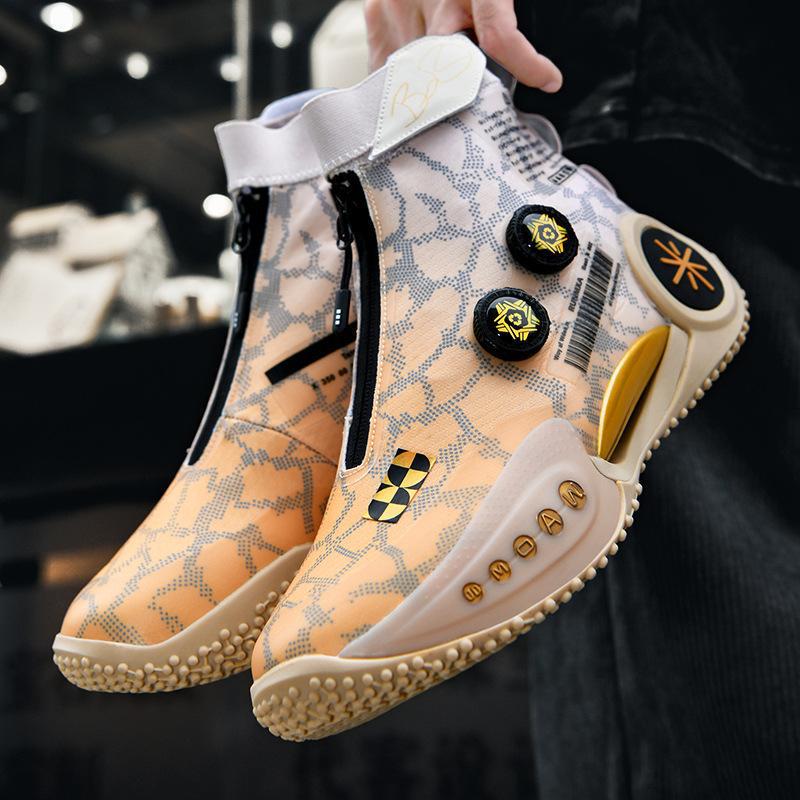 Wade 9 White Basketball Shoes Men's Rotating Button High-top Anti-slip Shock Absorption Student Practical Sneakers Wholesale for Teenagers