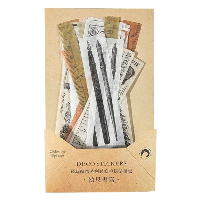 Infeel.Me y paquete etiqueta de papel largo poema extracto serie retro artístico diario DIY material pegatinas 40 unidades 6 modelos