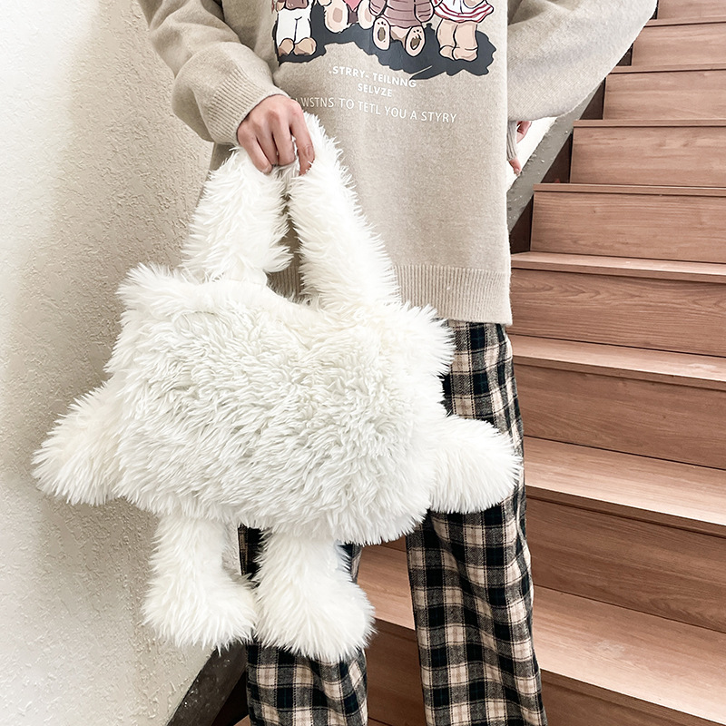 Rabbit fur fur bag simple fashion casual plush messenger bag texture work sundries hand shoulder bag Rabbit fur fur bag simple fashion casual plush messenger bag texture work sundries hand shoulder bag