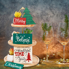 2024 New Valentine's Day Tray Wooden Sign Desk Ornament Prop Party Decoration Supply Christmas Tree Strawberry Sign