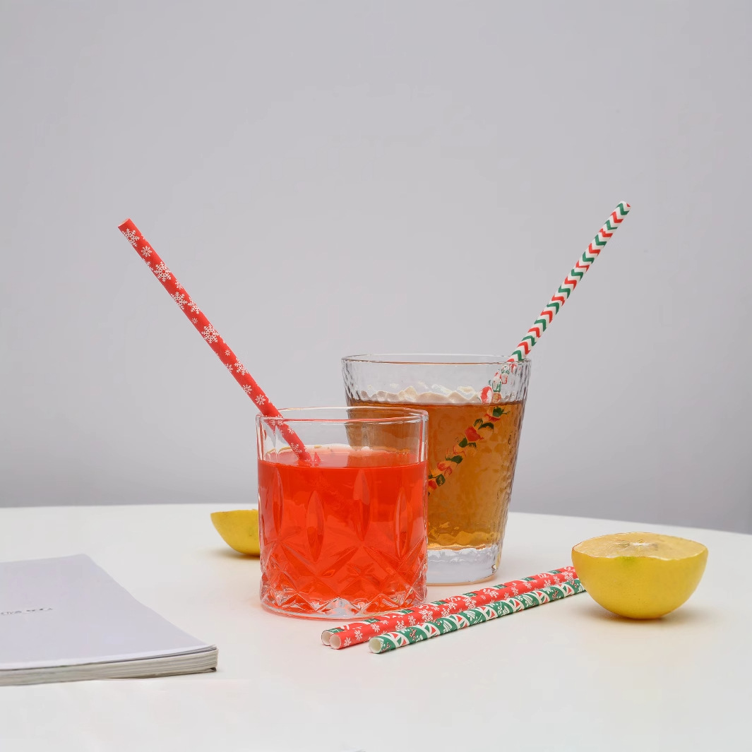 Yaosheng paja desechable papel degradable tubo recto Amazon Navidad serie 100 unids