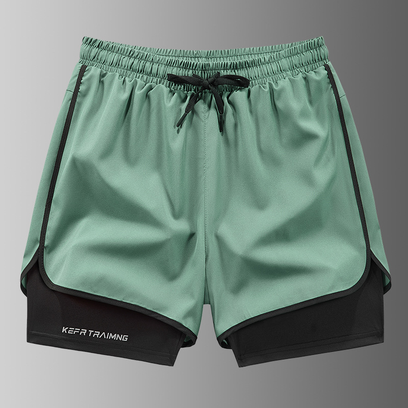 Pantalones cortos deportivos de secado rápido para hombres de verano pista y campo maratón correr pantalones de acondicionamiento físico falsos dos pantalones de entrenamiento de luz