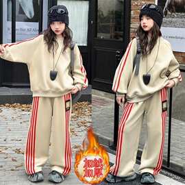 女童运动套装加绒加厚秋冬2025新款儿童卫衣两件套中大童洋气时髦