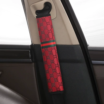 Car seat belt shoulder pad: Seat belt shoulder pad - c01-flax-warm-red-23cm-single