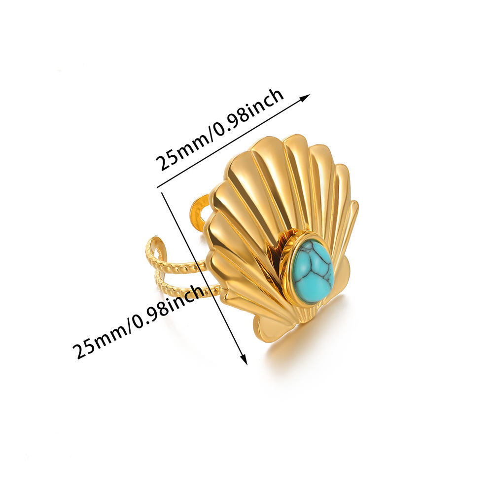 Women's Gender Retro Style Wholesale Jewelry Retro Devil's Eye Heart Shape 304 Stainless Steel Turquoise Plating Open Rings
