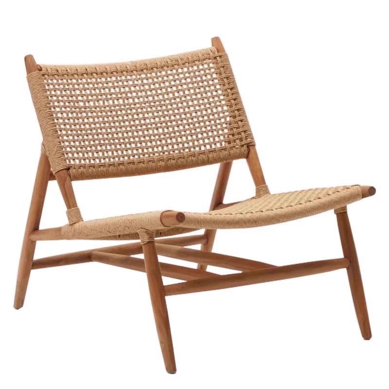 Sofá de madera maciza al aire libre de caña silla patio de caña terraza de ocio hogar pastoral teca impermeable muebles de protección solar