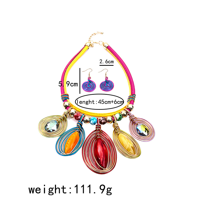 Style Ethnique Bohémien Ovale Alliage Placage Femmes Des Boucles D'oreilles Collier display picture 1