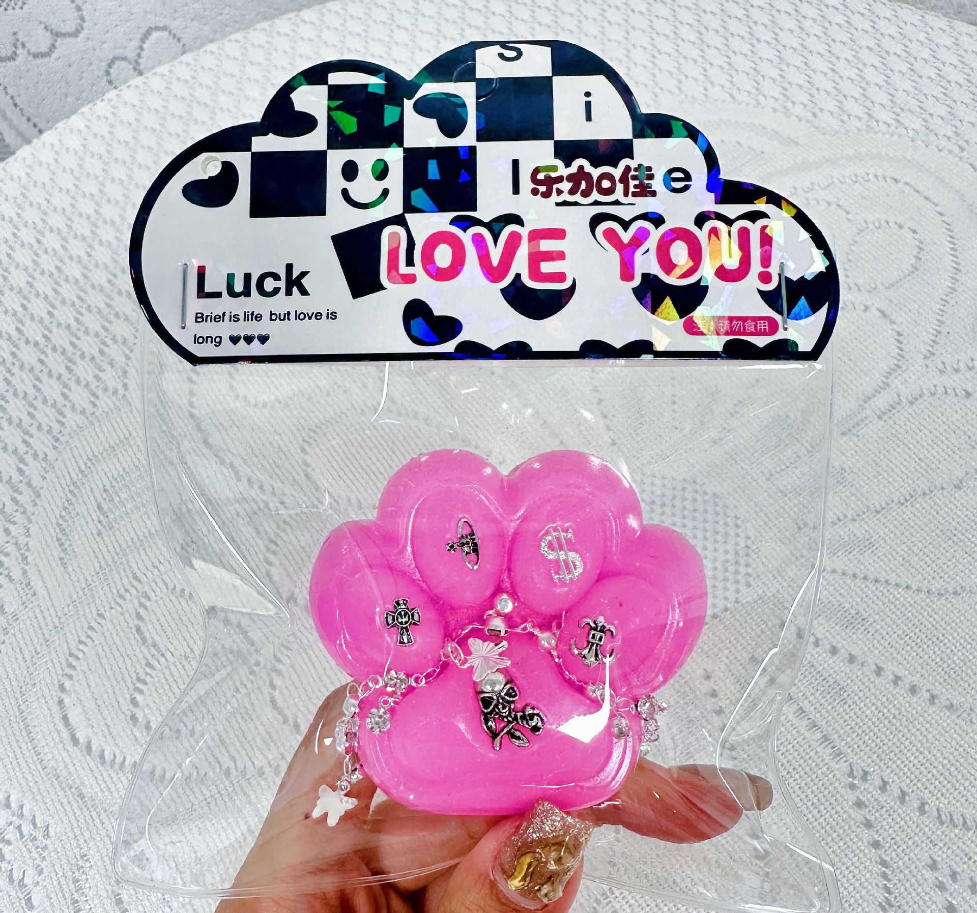 B diseño de la cornete de la garra de gato pellizco le jalea cera pellizco jalea pegamento pellizco le Pequeño Libro Rojo TikTok ciego bolsa pellizco