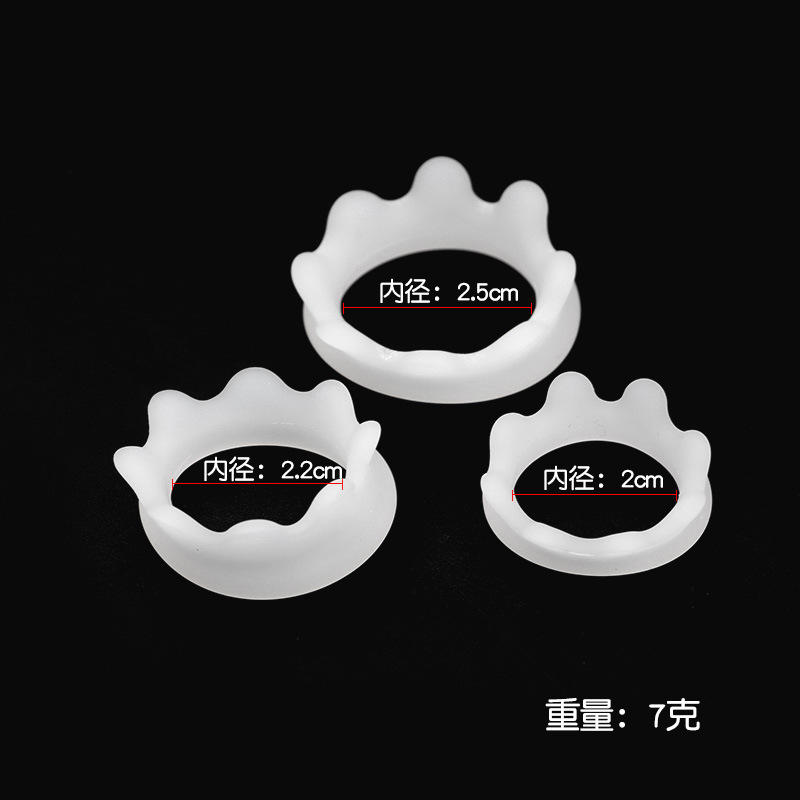 Crown Locking Ring 3-Piece Set, TPE Foreskin-Blocking Glans Cover Rings — detail image 2
