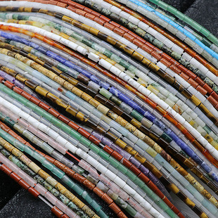 Crystal Agate Jade 2*4mm Small Round Tube Cylindrical Loose Beads DIY Beaded Jewelry Accessories Material 88 Pieces Wholesale