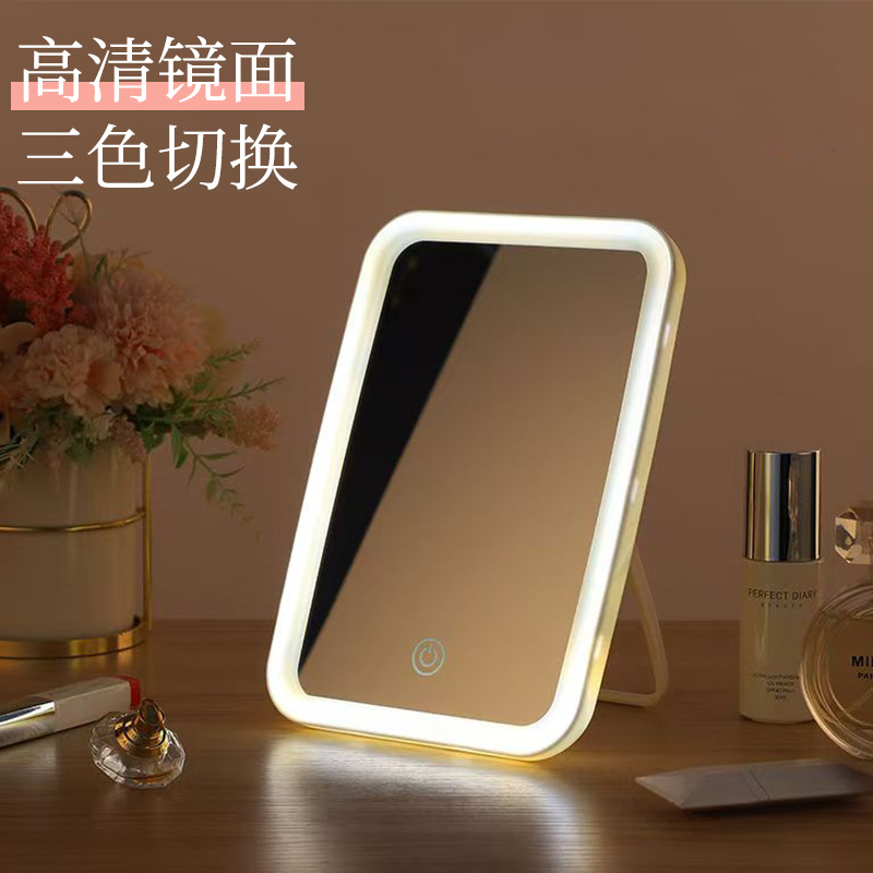 espejo de maquillaje led escritorio de comodidad escritorio doméstico con iluminación belleza plegable turismo espejo de iluminación portátil