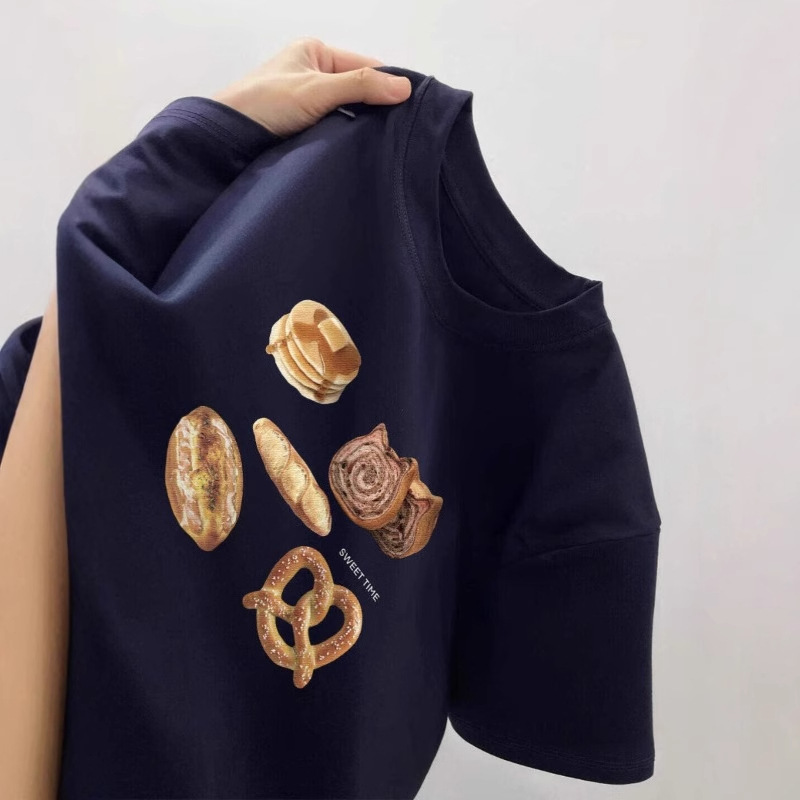 American-Style Fun Cookie Snacks Pure Cotton Short-Sleeve T-Shirt for Men, Summer Trendy Brand Loose Round Neck Casual Versatile Base Shirt American-Style Fun Cookie Snacks Pure Cotton Short-Sleeve T-Shirt for Men, Summer Trendy Brand Loose Round Neck Casual Versatile Base Shirt