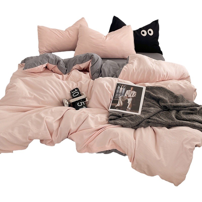 日本式水洗い綿純色四点セットシンプル無印風学生寮純綿三点セット純綿シーツ