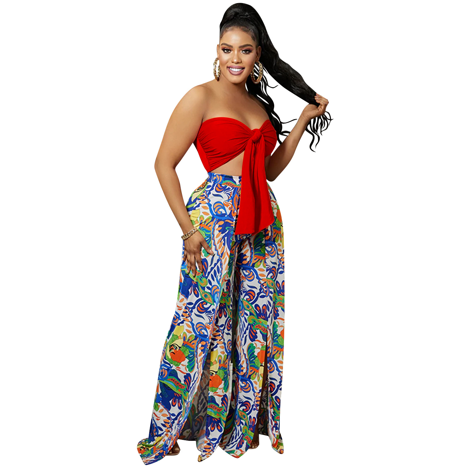 C5815 transfronterizo Europa y los Estados Unidos Aliexpress Amazon moda limpieza de pecho impresión espalda pantalones de dos piezas