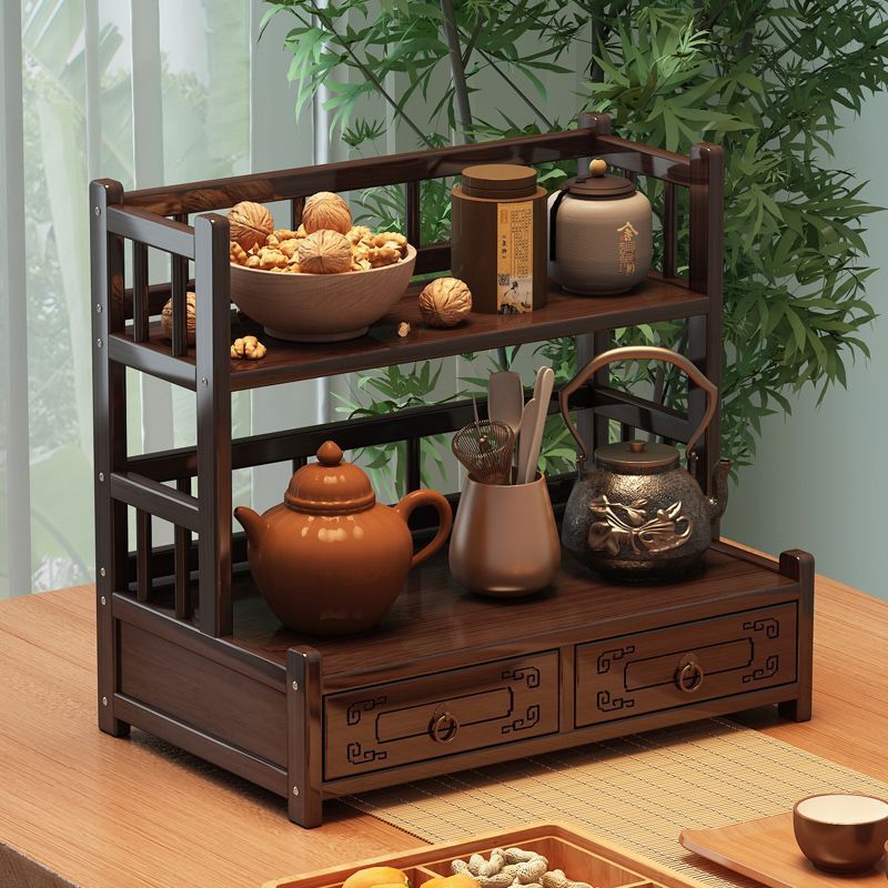 Desktop Tea Rack Tea Table Countertop Tea Set Storage Teapot Display Rack Tea Room Storage Display Cabinet Mini Small Tea Rack