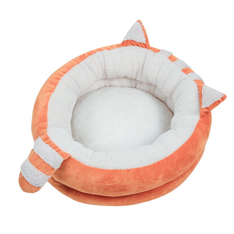 Nuevo pequeño mapache cristal terciopelo profundo sueño gato nido forma de dibujos animados mascota cálido sueño nido en stock al por mayor