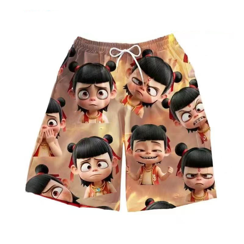 2025 Summer New Nezha 2 Anime Shorts Loose All-match Casual Sports Pants for Men and Women Students