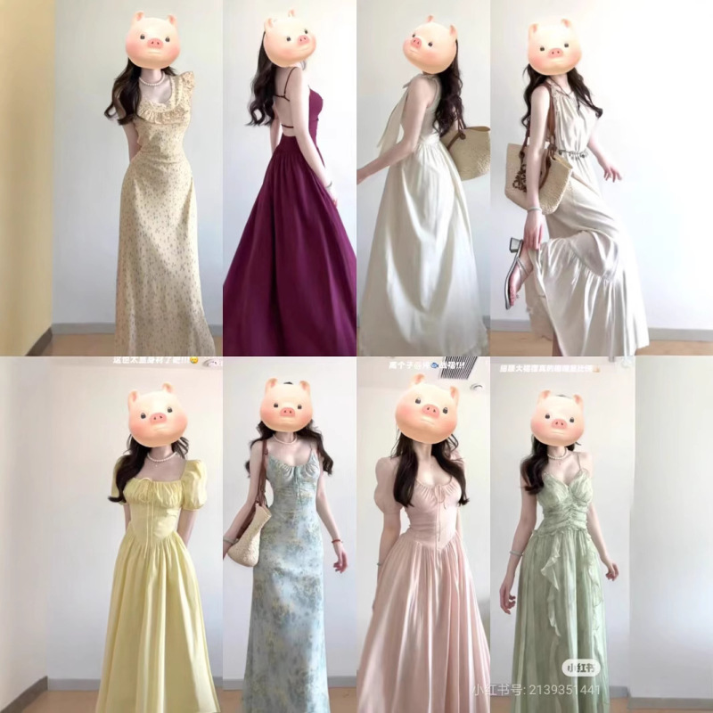 夏の新しいスタイルの女性のカラフルなドレス女性の夏のハイエンドガールロングスカート卸売供給さまざまなスタイル|undefined