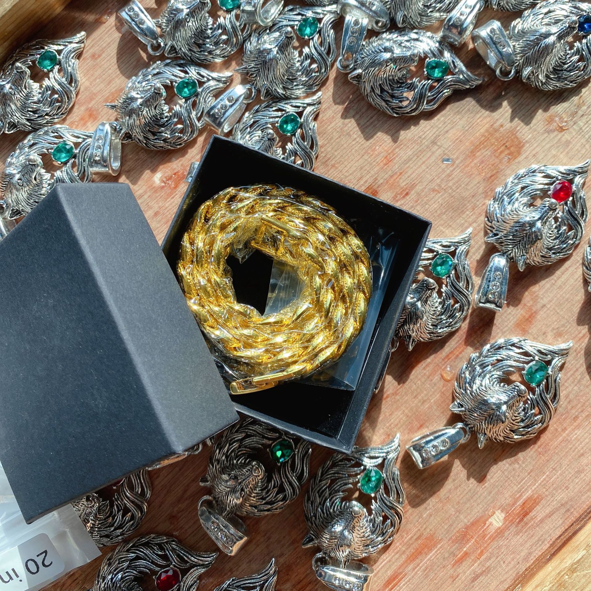 Tierkopf Anhänger Halskette Schmuckverpackung Geschenkbox_voghion.com