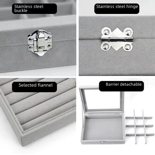 Velvet High-end Dustproof Jewelry Box with Lid New Ring Earring Pendant Necklace Anti-oxidation Decorative Storage Box 