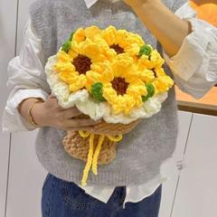 冰条线向日葵花束手工钩织手捧花编织高考礼物感恩节教师节材料包