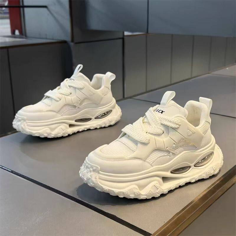 Giày thể thao nam lưới thoáng khí đế dày 3 cm kiểu sneaker năng động — YC512 màu trắng, YC512 màu đen