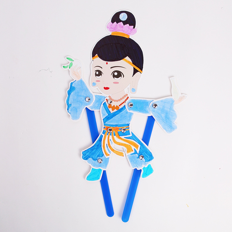 Juego de sombras Diy hecho a mano Viaje al oeste Personajes Puzzle para niños Paquete de material de pintura Jardín de infantes Juguetes de ensamblaje creativo