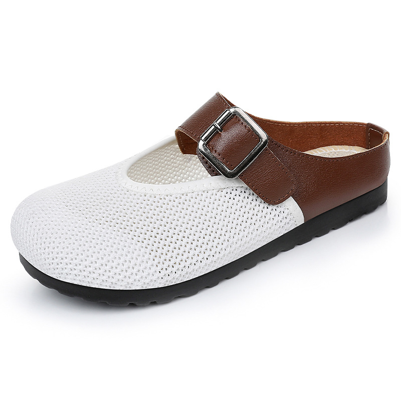 Zapatos de mujer, zapatos de malla transpirables, zapatos de verano, nuevos zapatos de un solo pie, zapatillas ligeras y cómodas