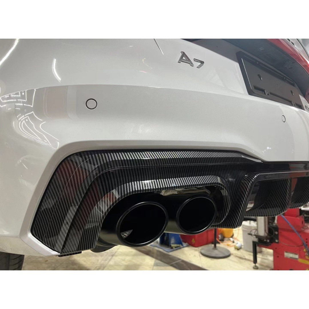 Suitable for 19-25 Audi A7A7L Modified S7 Blade Rear Lip Bright Black Rear Tail Lip Rear Diffuser Four Tail Pipes