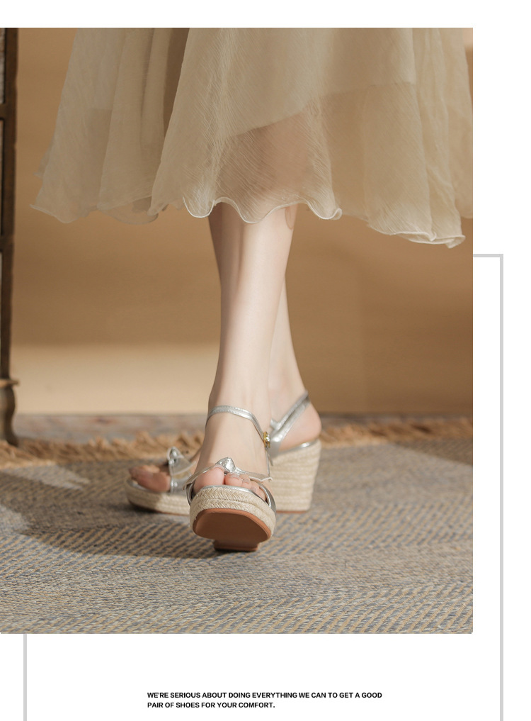 Sandal cao gót nữ hở mũi đế xuồng bện thừng gót 9 cm — màu vàng chi tiết 11