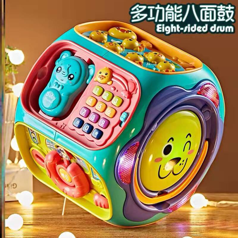 赤ちゃん向け音楽早期教育ハンドドラム、知育玩具、食事、電話、多機能おもちゃ、子供向け六面体ギフト|undefined