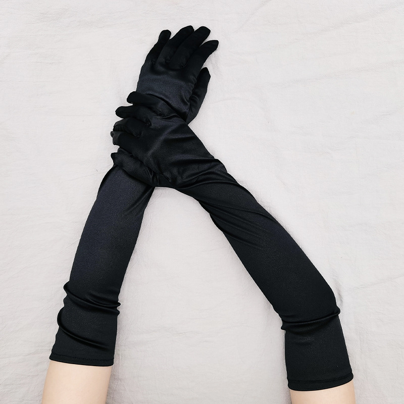 ロングサテンストレッチサテン手袋1920sレトロパーティコスプレレディース手袋ウェディング手袋|undefined