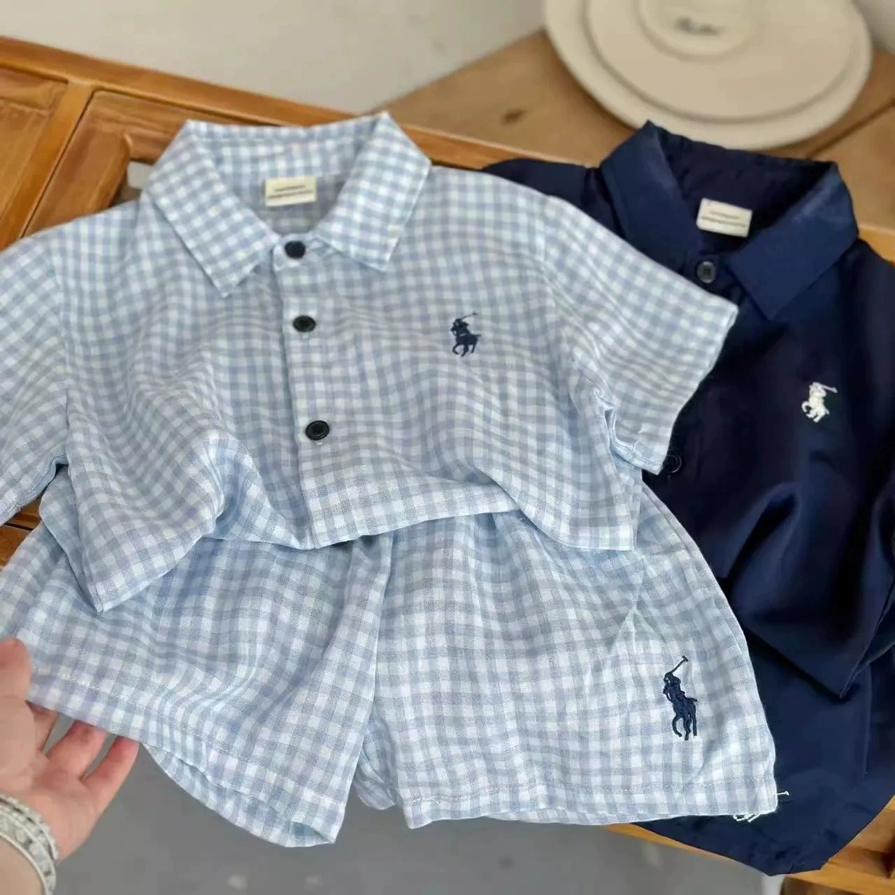 Детская рубашка, летний комплект, solid shorts для мальчиков, тонкие хлопчатобумажные брюки, с коротким рукавом