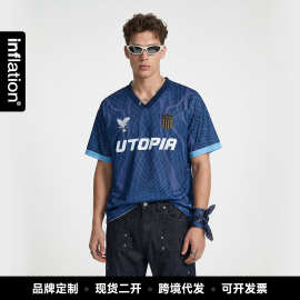 捷展男装|乌托邦蓝纹网洞运动球衣26春夏新品美式街潮休闲宽松T恤