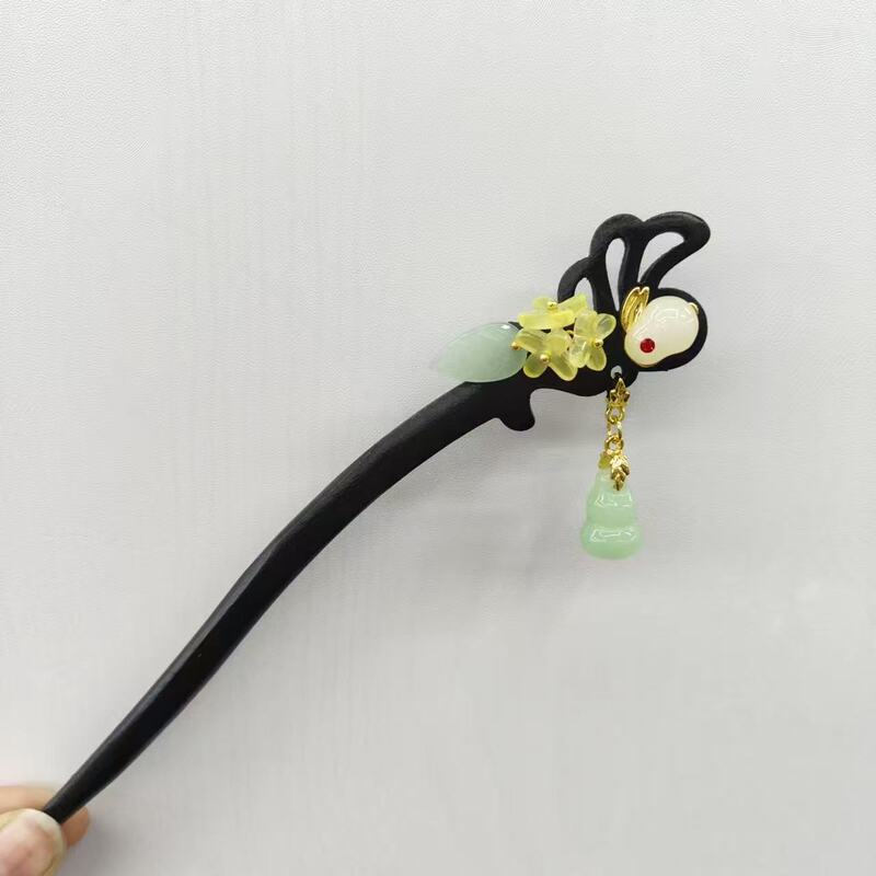 古风高级感黑色檀木发簪女流苏新中式簪子盘发神器发钗簪子苏州|undefined