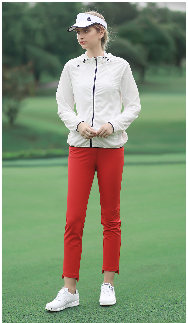 Quần thể thao nữ dài 9 phân golf PGM vải nhung mỏng thoải mái — KUZ094 quần chín phân nữ giản dị Màu Đỏ, KUZ094 quần chín phân nữ giản dị màu đen, KUZ094 quần chín phân nữ giản dị màu trắng chi tiết 2